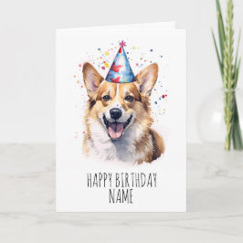 Tarjeta de cumpleaños Watercolor Corgi