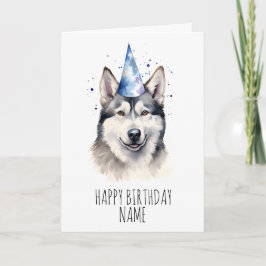 Tarjeta de cumpleaños Watercolor Husky