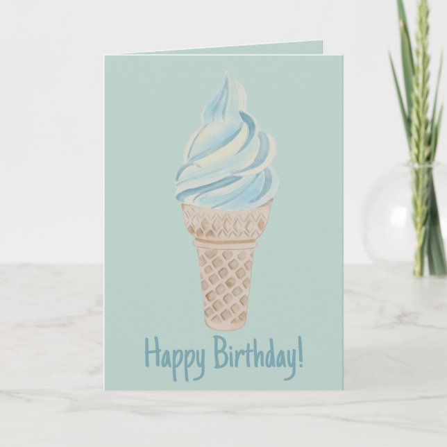Tarjeta de cumpleaños Watercolor Ice Cream (Anverso)