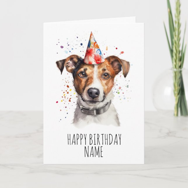 Tarjeta de cumpleaños Watercolor Jack Russell (Anverso)