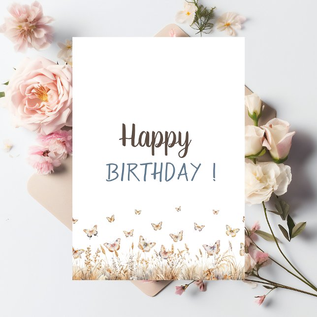 Tarjeta de cumpleaños Watercolor Meadow Butterflie (Subido por el creador)