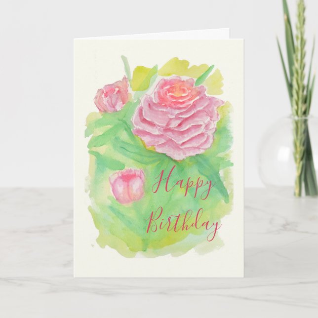 Tarjeta de cumpleaños Watercolor Peonies (Anverso)