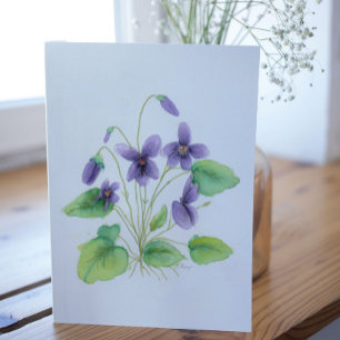 Tarjeta de cumpleaños Watercolor Wild Violets