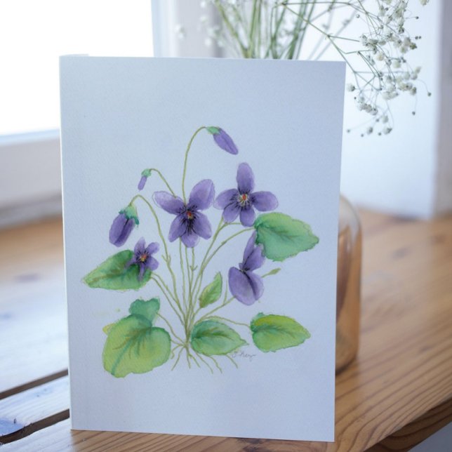 Tarjeta de cumpleaños Watercolor Wild Violets (Subido por el creador)