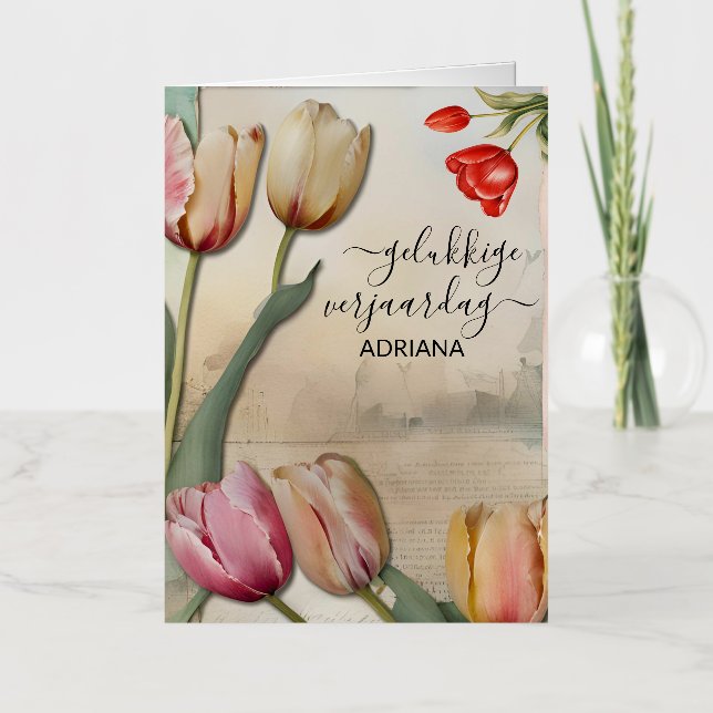 tarjeta de cumpleaños wenskaart voor gelukkige ver (Anverso)