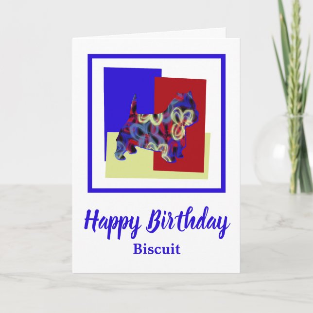Tarjeta de cumpleaños Westier Terrier Dog Red Blue (Anverso)