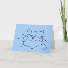 Tarjeta de cumpleaños Whimsical Blue Cat