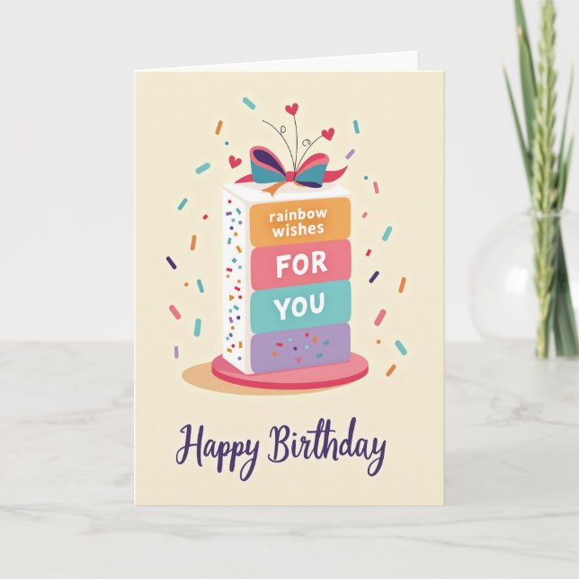Tarjeta de cumpleaños Whimsical Stack (Anverso)