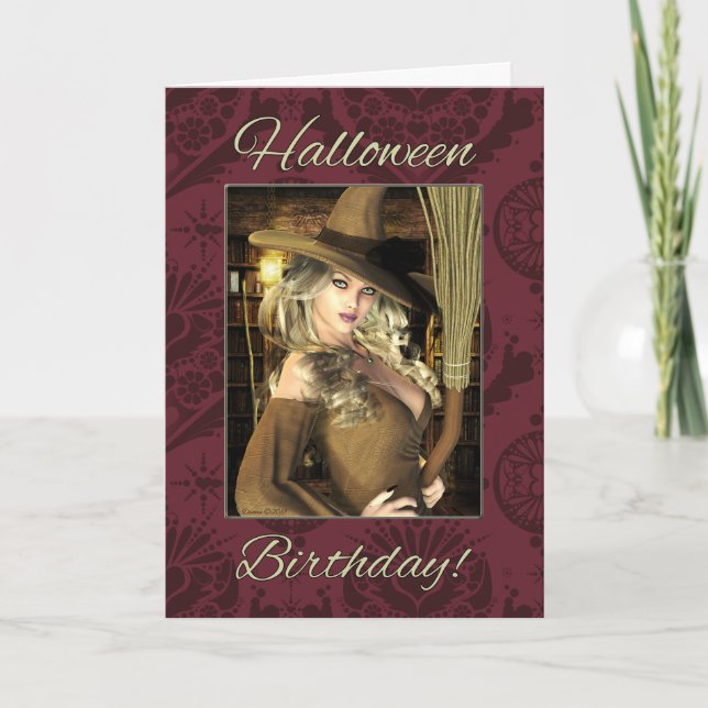 Tarjeta de cumpleaños Witch Magical Halloween (Anverso)