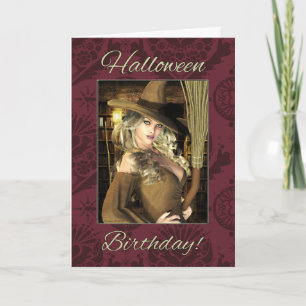 Tarjeta de cumpleaños Witch Magical Halloween