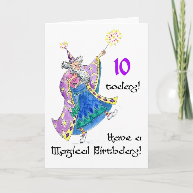 Tarjeta de cumpleaños 'Wizard' para un niño de 10  (Anverso)
