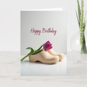 Tarjeta de cumpleaños Wooden Shoe Bloom