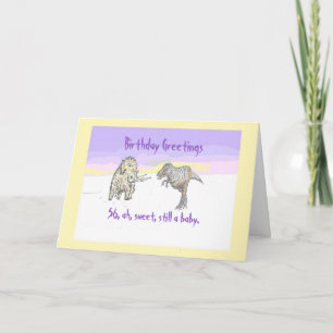 Tarjeta de cumpleaños Wooly Mammoth y Dinosaur