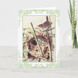 Tarjeta de cumpleaños Wren vintage