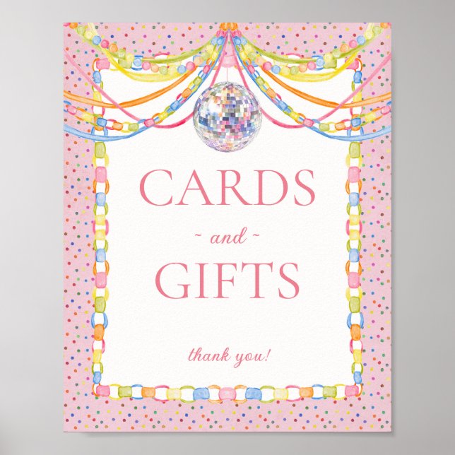 Tarjeta de cumpleaños y señal de regalos Pink Cue  (Frente)