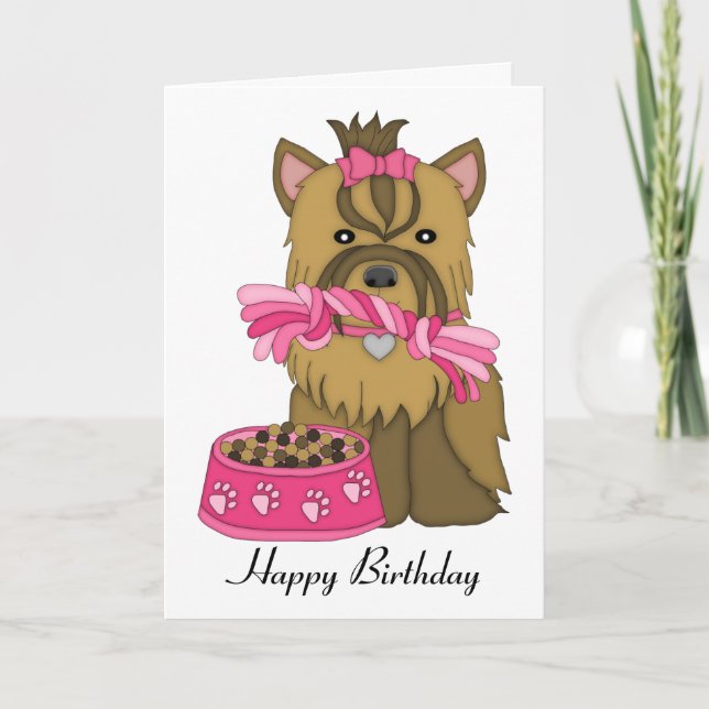 Tarjeta de cumpleaños Yorkie (Anverso)