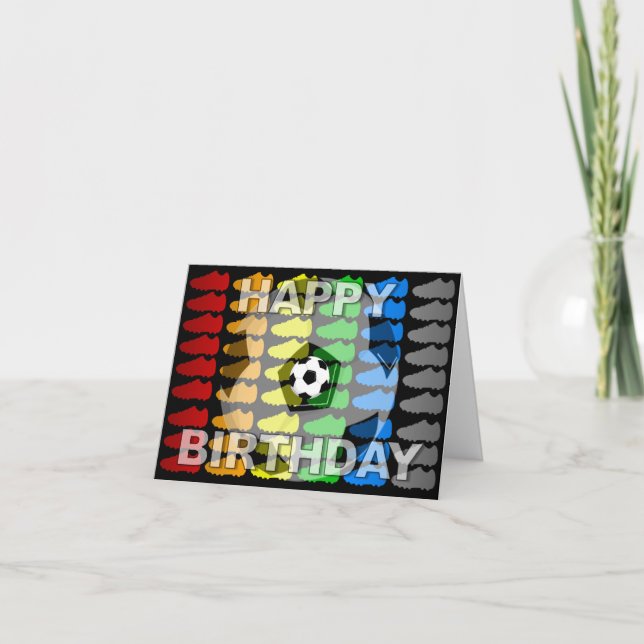 Tarjeta de cumpleaños Zapato de fútbol negro (Anverso)