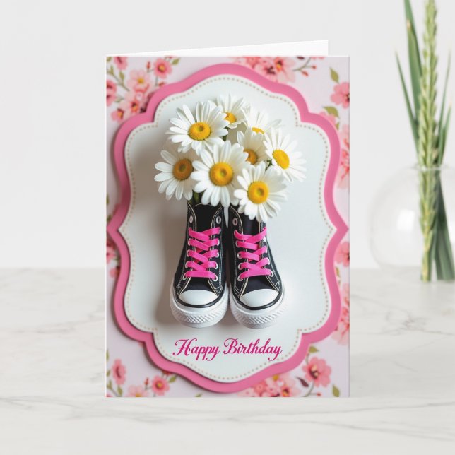 Tarjeta de cumpleaños Zapato de Margarita (Anverso)