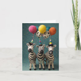 Tarjeta de cumpleaños Zebras con globos