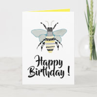 Tarjeta de cumpleaños Zen doodle bumblebee