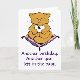 Tarjeta de cumpleaños Zen Kitty Cat Meditación Yog