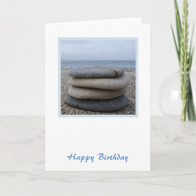 Tarjeta de cumpleaños Zen Pebbles (Anverso)