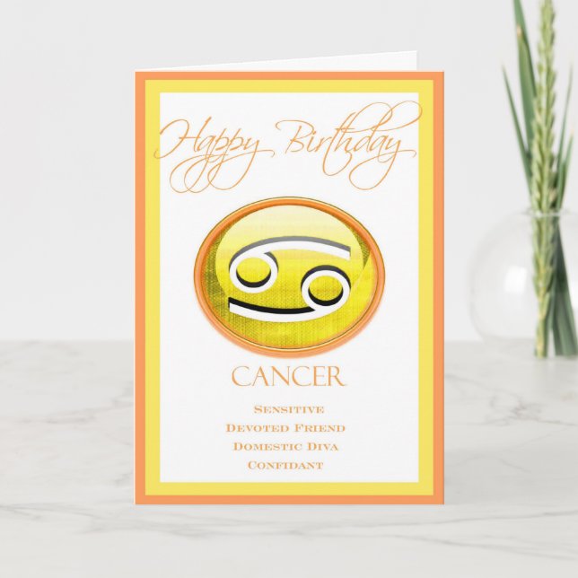 Tarjeta de cumpleaños Zodiac de Diva para el cánce (Anverso)