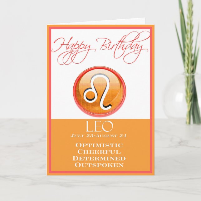 Tarjeta de cumpleaños Zodiac de Diva para Leo (Anverso)