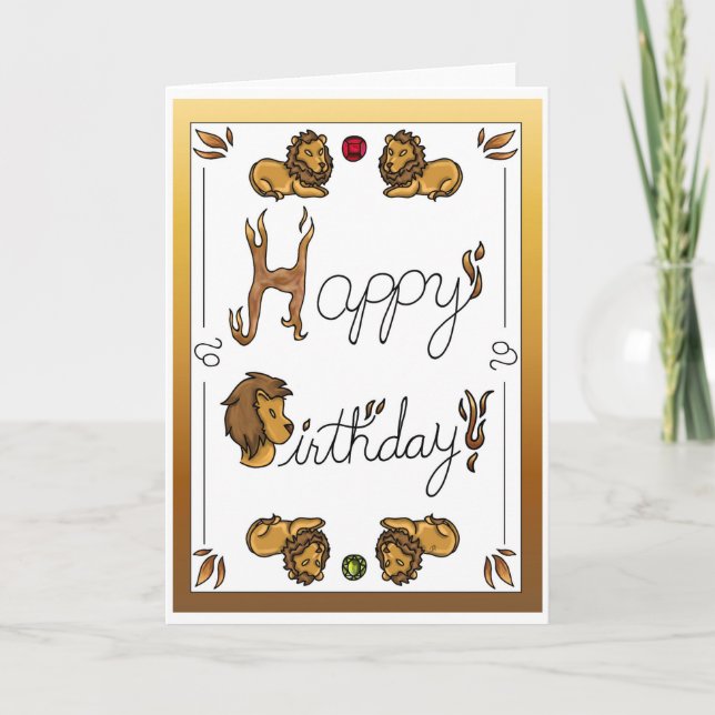 Tarjeta de cumpleaños Zodiac Leo (Anverso)