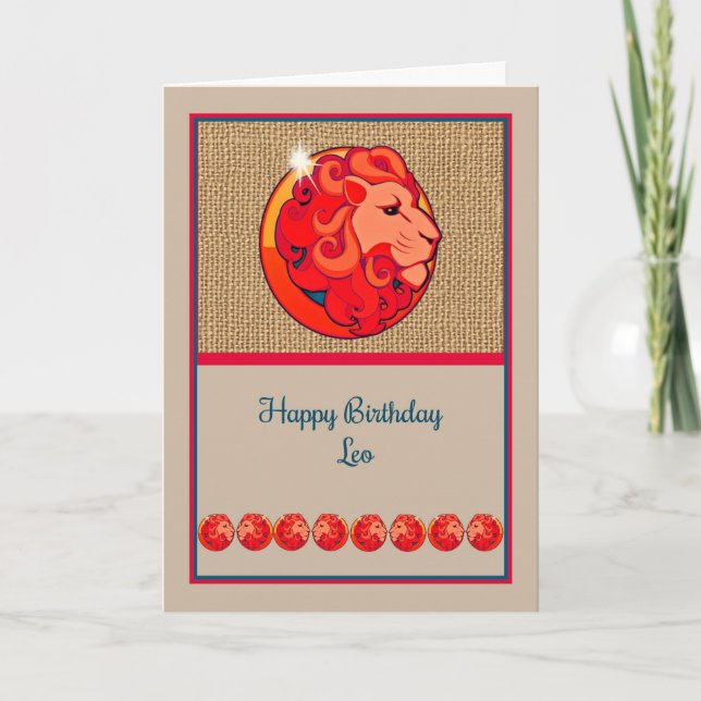 Tarjeta de cumpleaños Zodiac para Leo (Anverso)