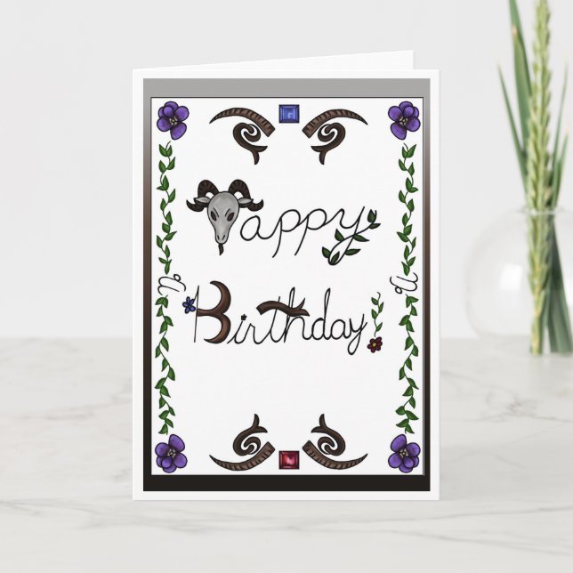 Tarjeta de cumpleaños zodiacal Capricornio (Anverso)