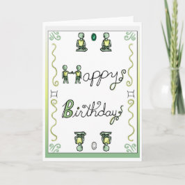 Tarjeta de cumpleaños zodiacal Géminis