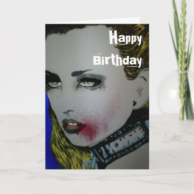 Tarjeta de cumpleaños zombie "Mascota de juegos" (Anverso)