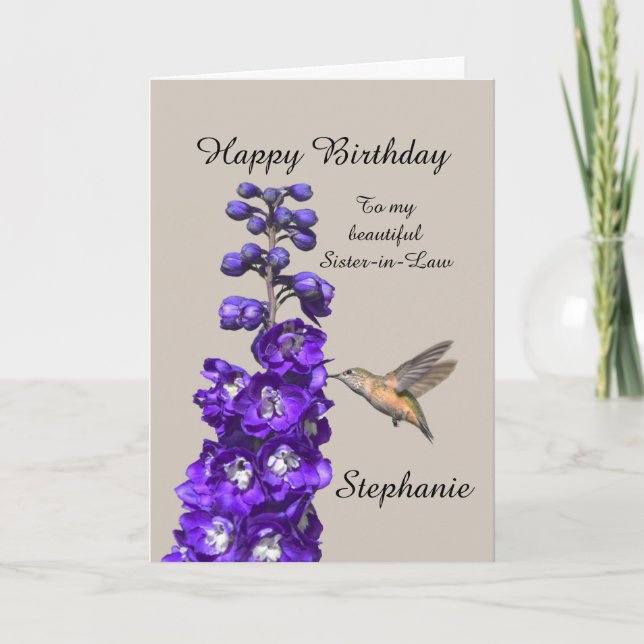 Tarjeta de cuñada de cumpleaños feliz de Hummingbi (Anverso)