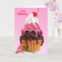 Tarjeta de cupakes Happy Birday