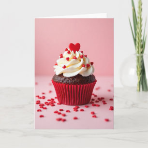 Tarjeta de Cupcake Corazones Dulces de San Valentí