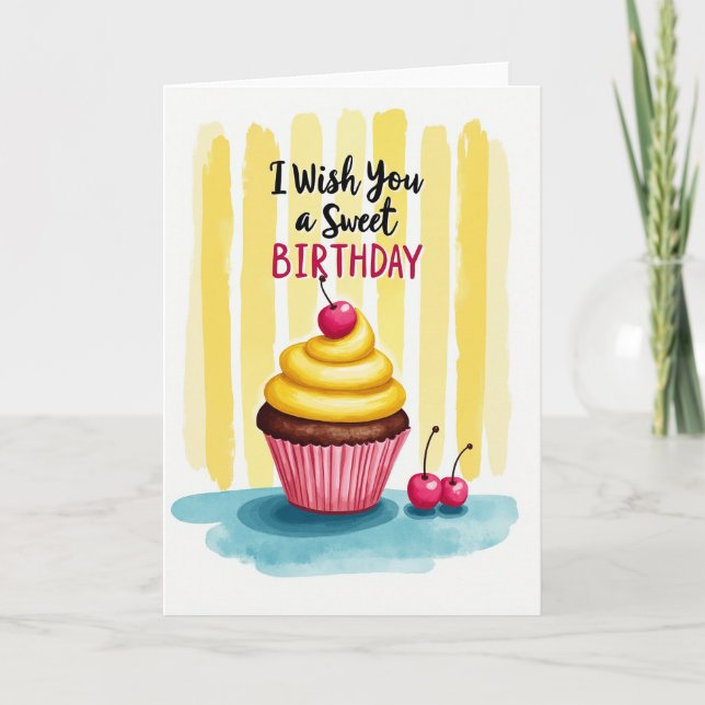 Tarjeta de Cupcake de Cereza Dulce (Anverso)