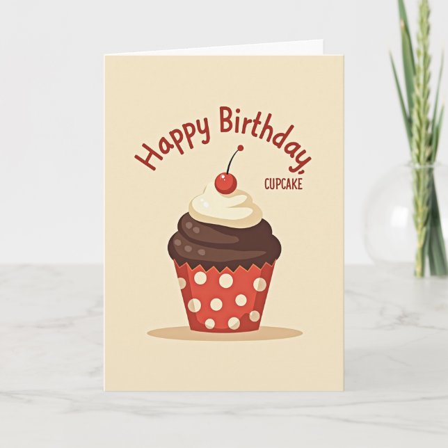 Tarjeta de Cupcake de Cumpleaños (Anverso)