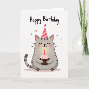 Tarjeta de Cupcake de Gato Caprichoso