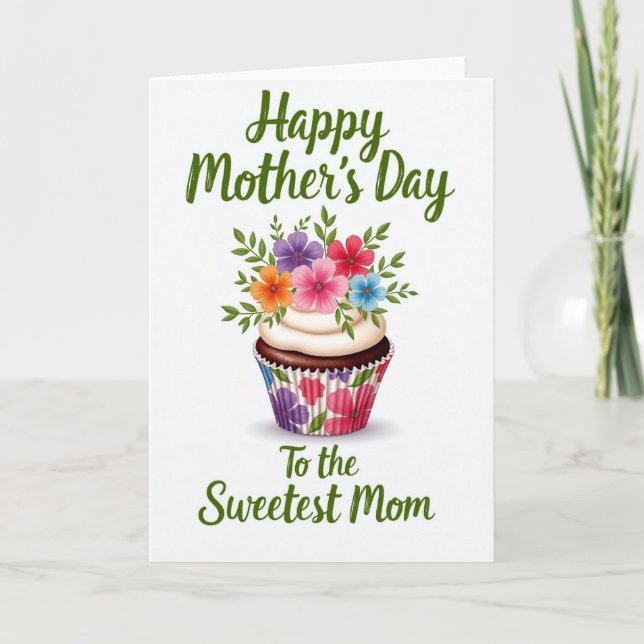 Tarjeta de Cupcake de Mamá Más Dulce (Anverso)