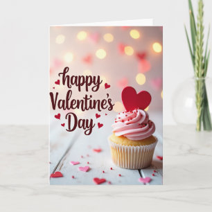 Tarjeta de Cupcake de San Valentín Rosa