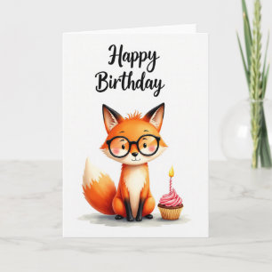 Tarjeta de Cupcake de Zorro Alegre