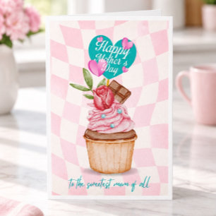 Tarjeta de Cupcake más Dulce del Día de la Madre