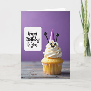 Tarjeta de Cupcake Morado Festivo