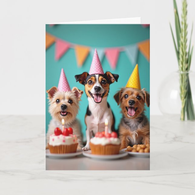Tarjeta de Cupcake para Perro Festivo (Anverso)