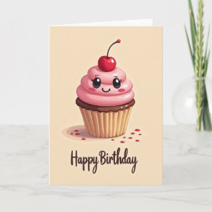 Tarjeta de Cupcake Sonriente Dulce