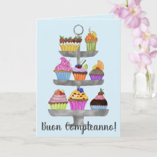 Tarjeta de cupcakes de acuarela de cumpleaños de I
