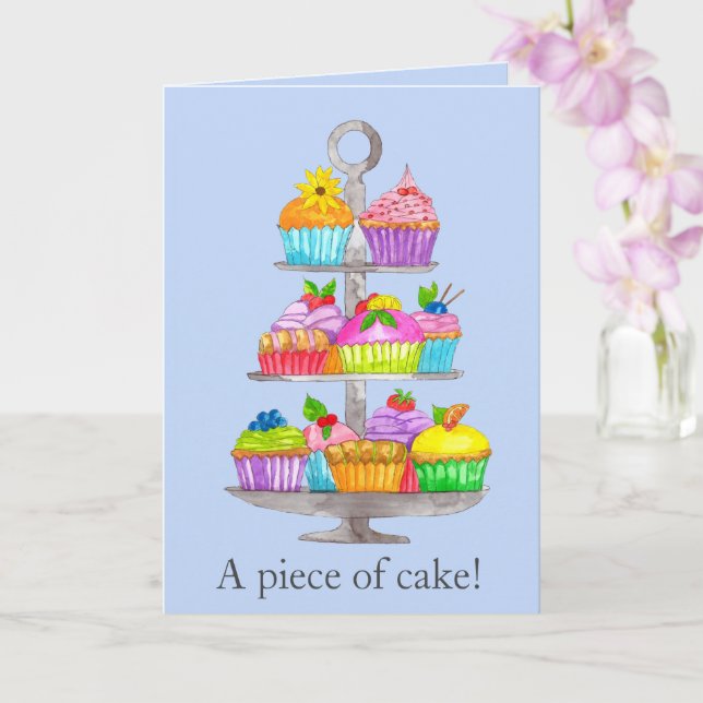 Tarjeta de cupcakes de acuarela de graduación (Orquídea)