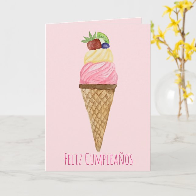 Tarjeta de cupcakes para helados de cumpleaños esp (flor amarilla)