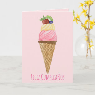 Tarjeta de cupcakes para helados de cumpleaños esp